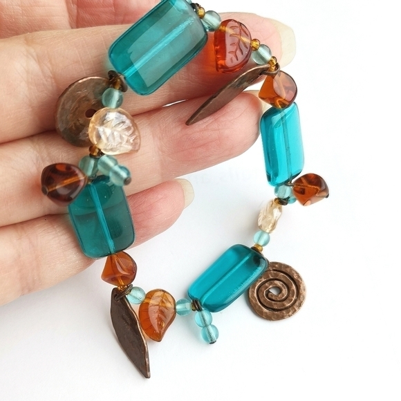 LAMPWORK bead handmade bracelet stretch - Picture 2 of 2